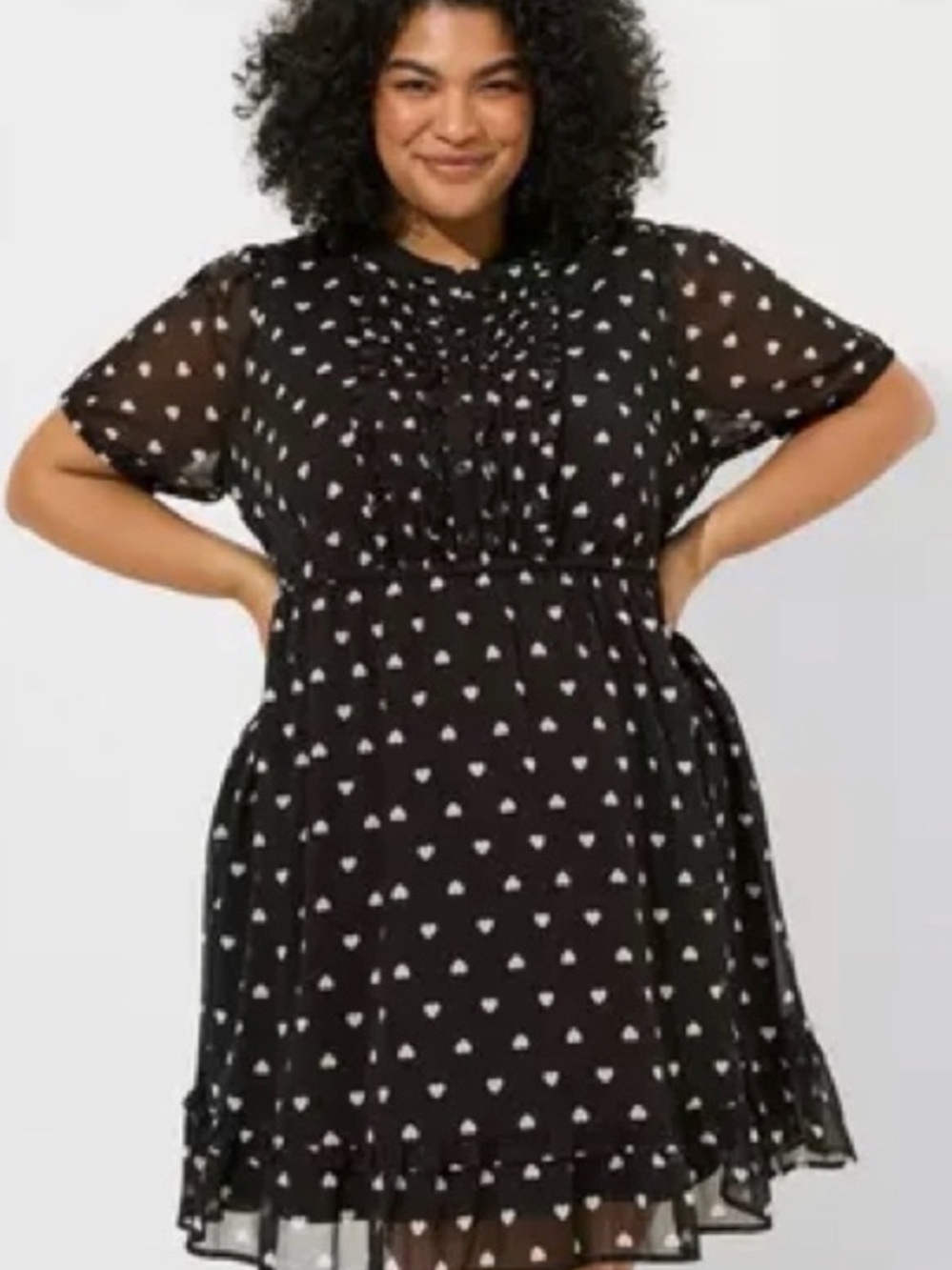 Torrid Black Heart-Print Short Sleeve Dress 2x